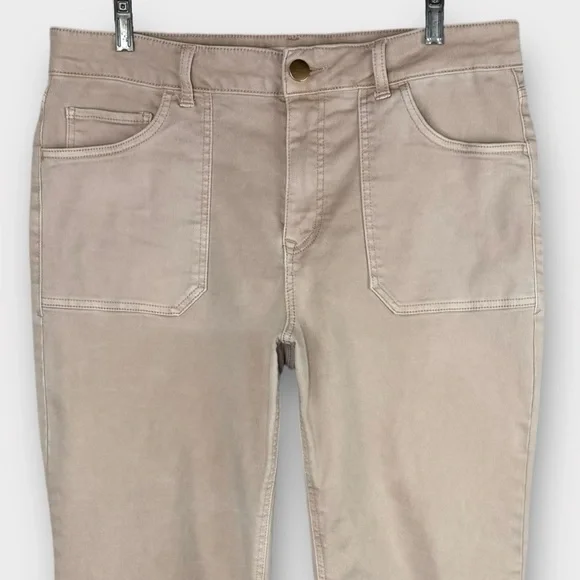 m jeans by maurices tan Slim Straight Ankle High Rise Jeans 16 khaki cropped EUC - Picture 2 of 10